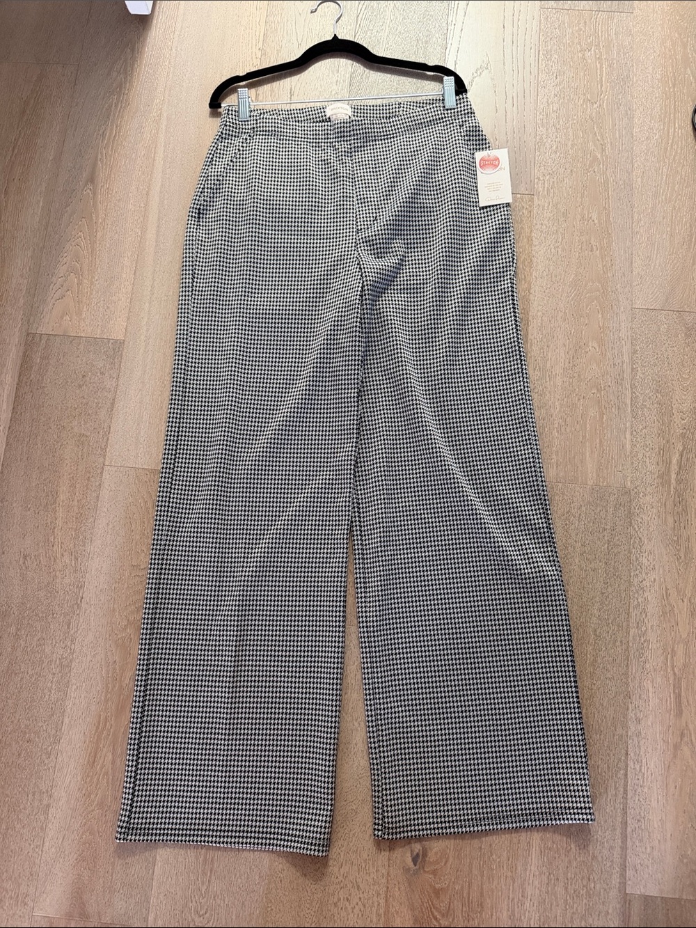 Brixton Black & White Houndstooth Wide-Leg Trousers